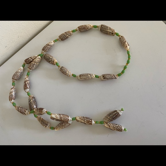 COPY - Olive Sea Shell Necklace with Green and Gold Beads - Picture 6 of 15